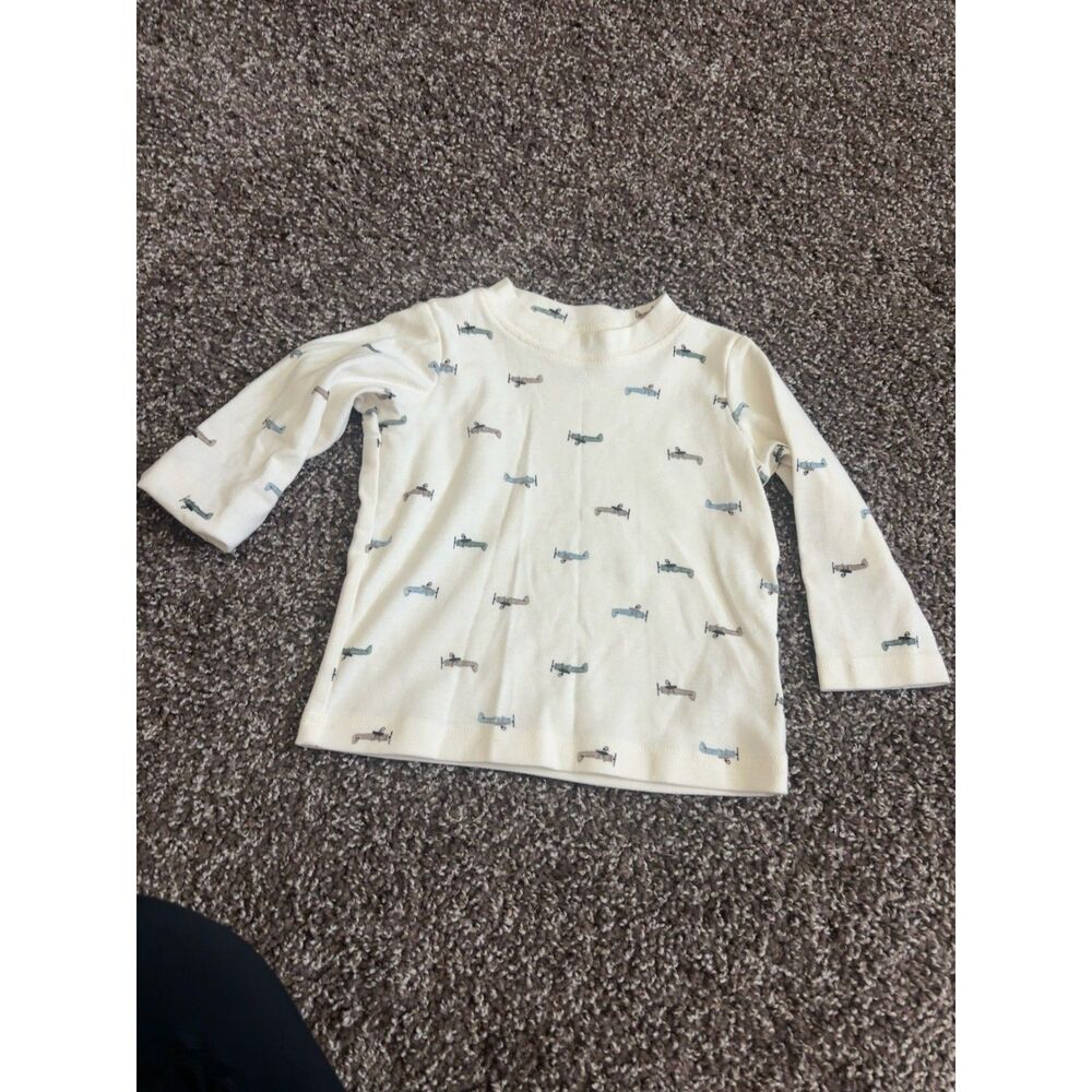 Carter’s Baby Cream Airplane Print Long Sleeve Shirt 12 Months
